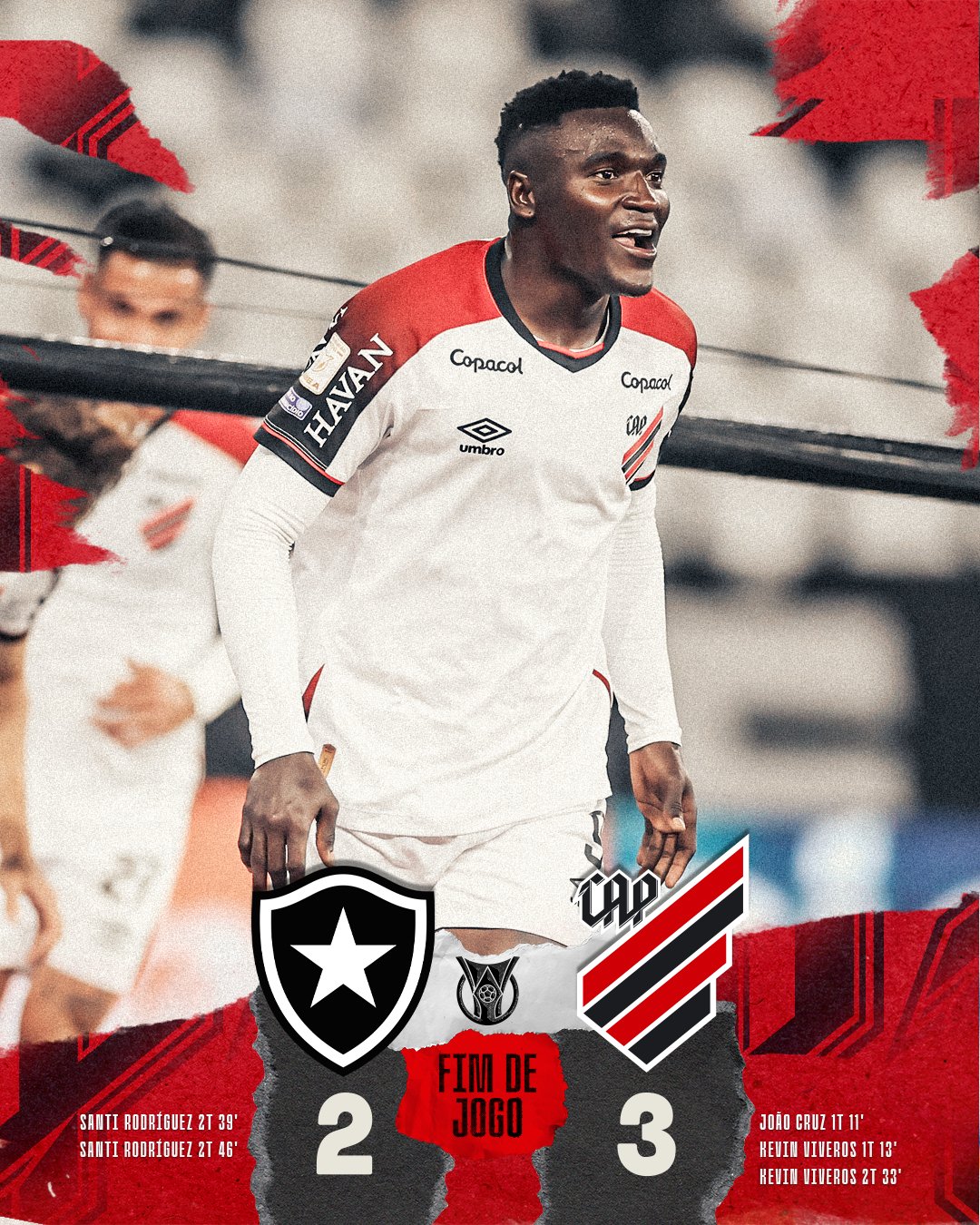 Kevin Viveros vuelve a ser goleador del Brasileirão con doblete ante Botafogo
